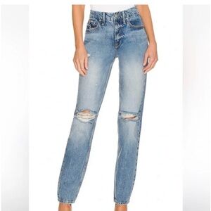 Brand new/ Good American Light Blue Ripped Straight Leg Jeans/ high rise